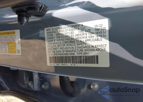 2022 Honda Passport Trail Sport from USA, damaged, VIN 5FNYF8H6XNB014666